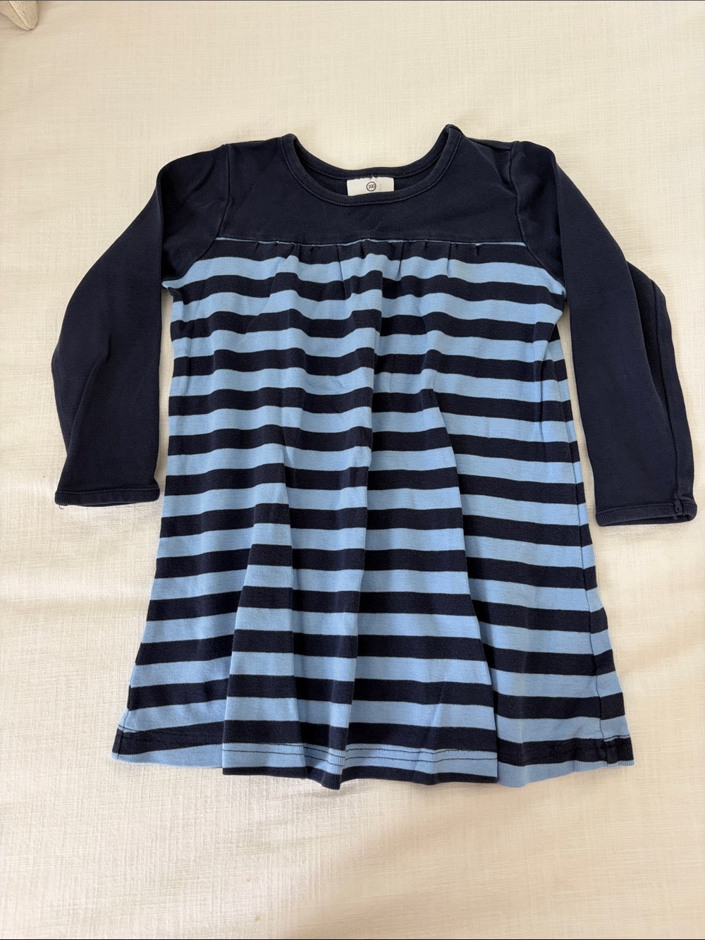 Hanna Andersson Navy & Light Blue Striped Long-Sleeve Dress 100cm / 4T